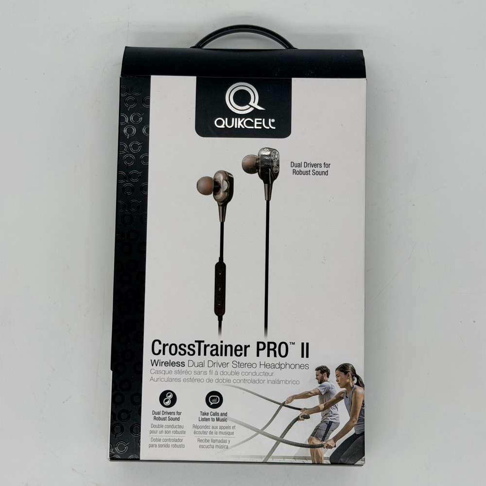 Quikcell CrossTrainer PRO II CTPRO2-BLK Wireless Dual-Driver Stereo Headphones